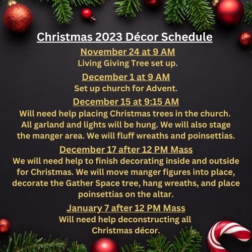 Christmas Decor Schedule